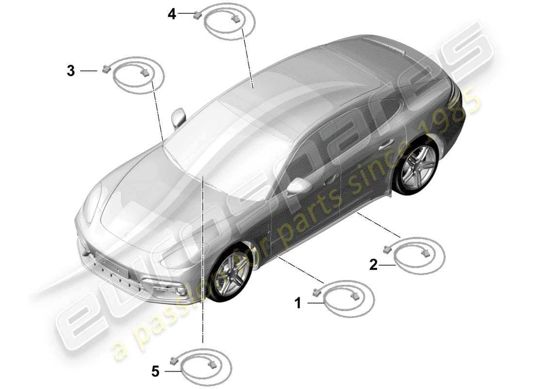 porsche 2018 (panamera 971-1) fibra óptica ligera diagrama de piezas