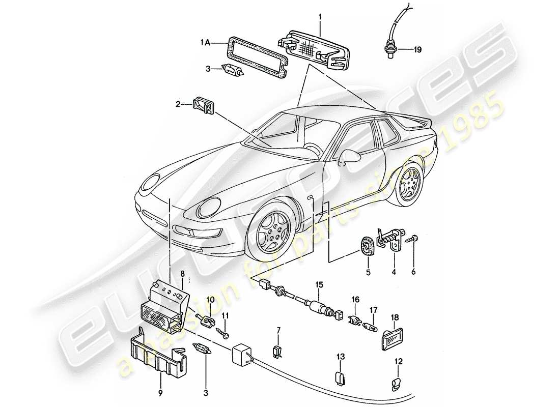 porsche 1993 (968) luz interior - repetidor de intermitentes diagrama de piezas