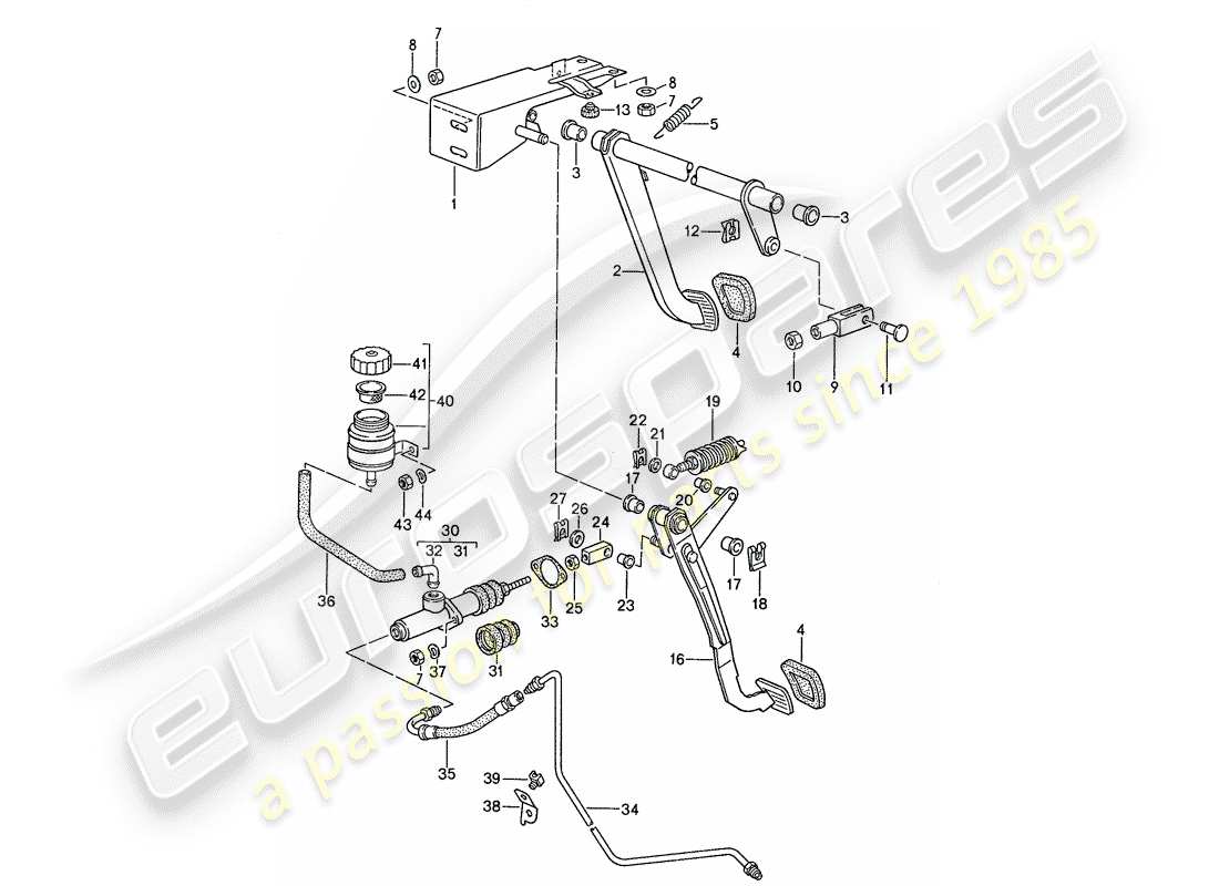 porsche 944 (1991) freno - embrague - pedales diagrama de piezas