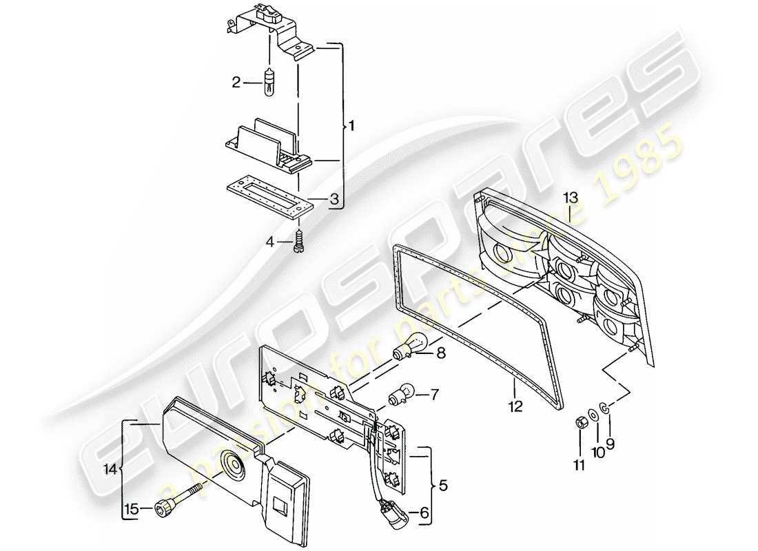 porsche 1982 (944) luz de matrícula - luz trasera diagrama de piezas