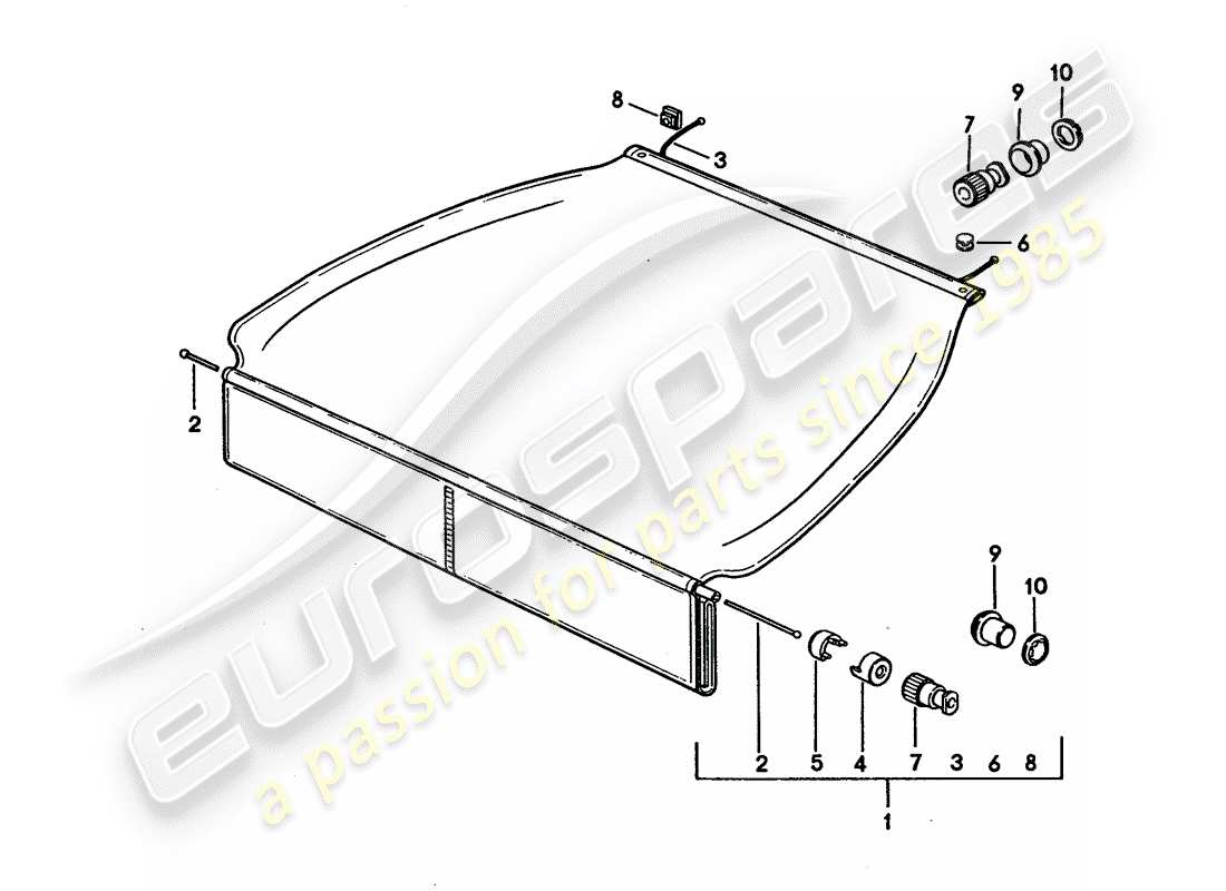 porsche 1993 (928) cubierta del maletero diagrama de piezas