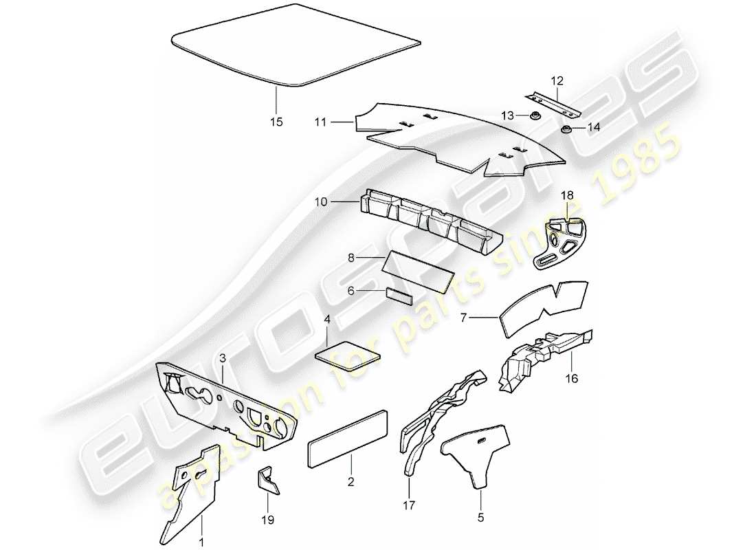 porsche 2001 (996) carcasa del cuerpo - absorbedor de sonido diagrama de piezas
