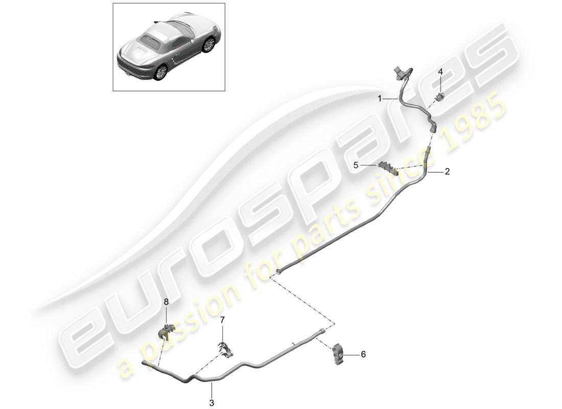 porsche 2020 (718 boxster) línea de vacío diagrama de piezas