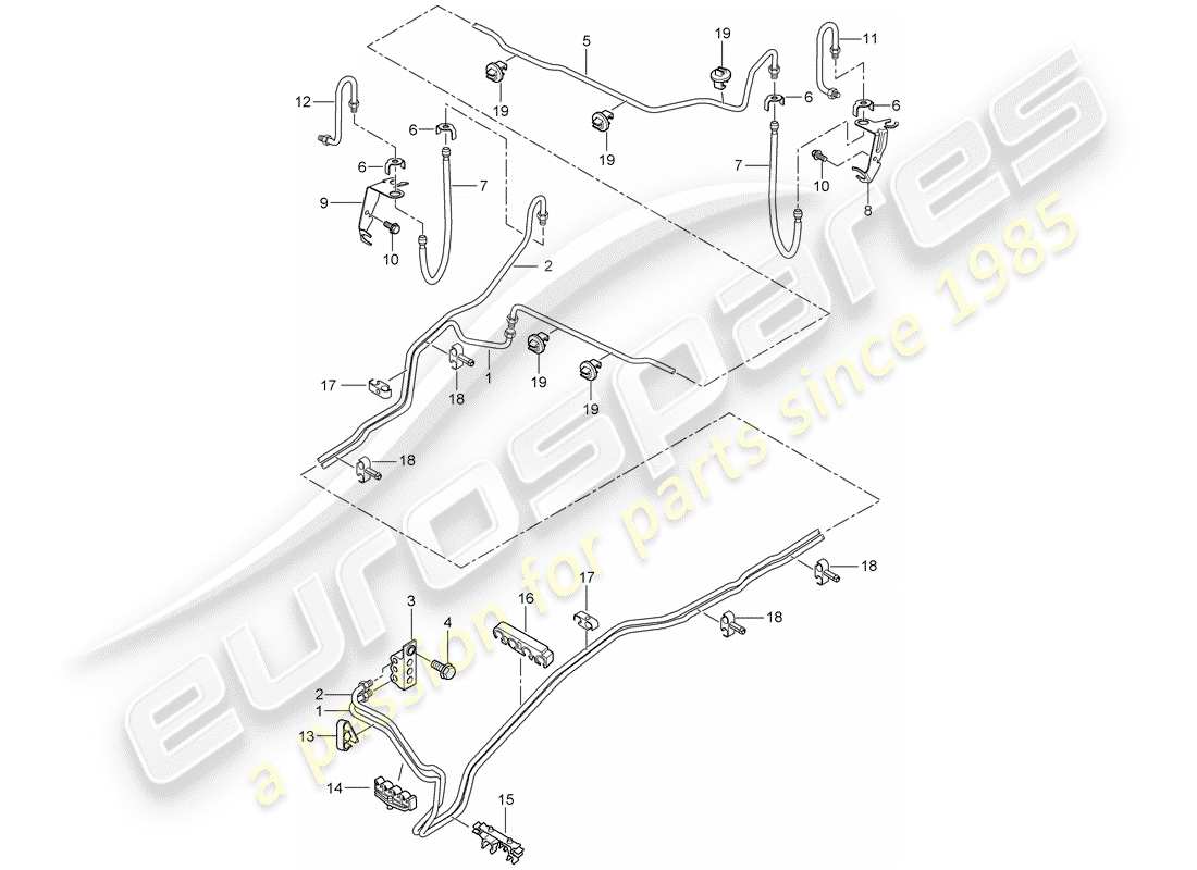 porsche 2008 (cayenne e1 9pa) línea de freno diagrama de piezas