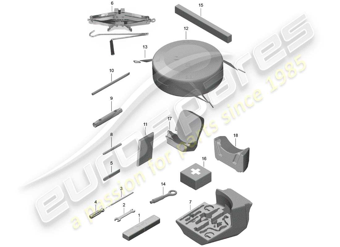 porsche 718 boxster (2019) diagrama de piezas de la herramienta