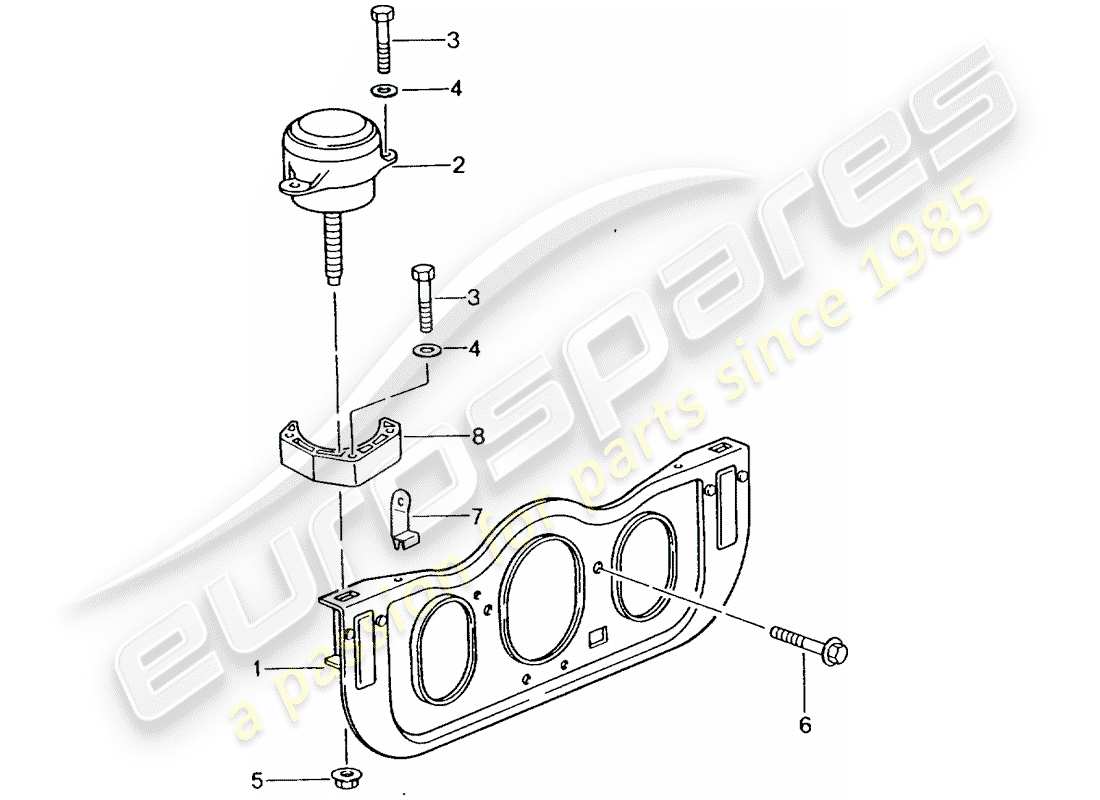 porsche 996 t/gt2 (2005) diagrama de piezas de suspensión del motor