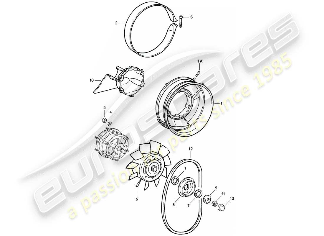 porsche 1987 (911) diagrama de piezas de enfriamiento por aire