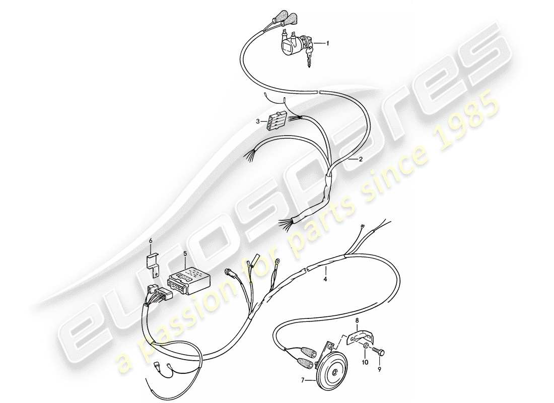 porsche 1985 (911) sistema de alarmas diagrama de piezas