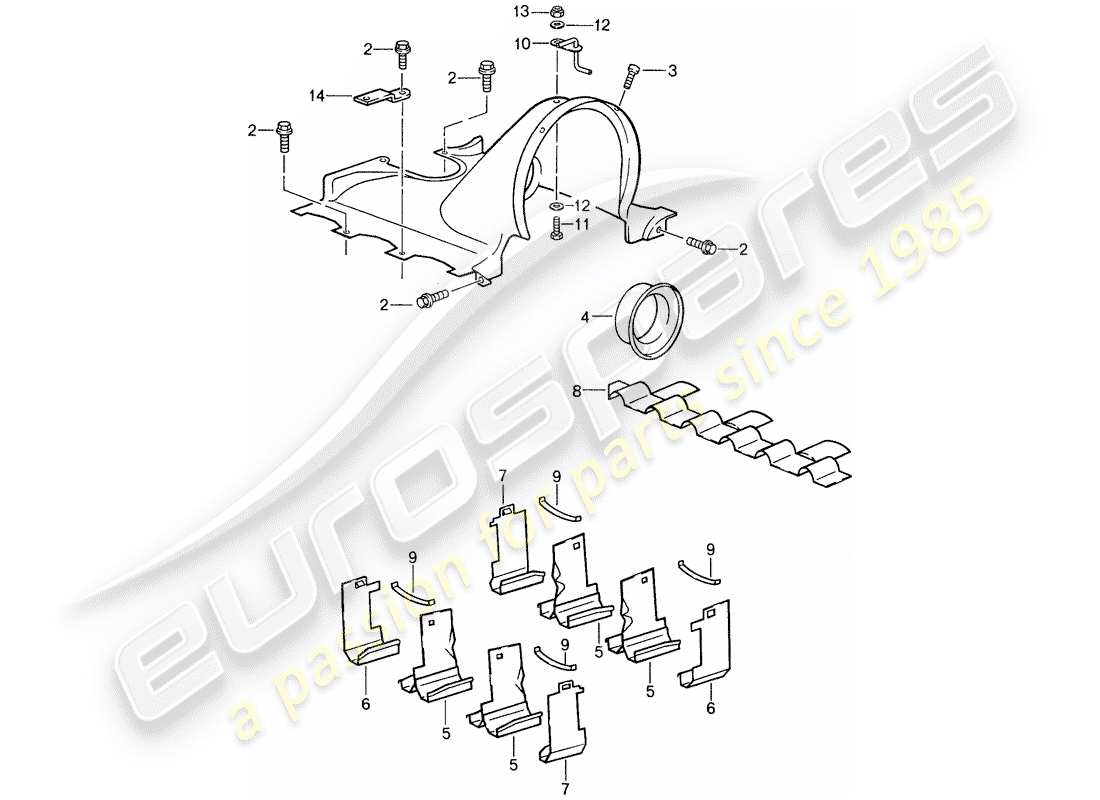 porsche 1987 (959) diagrama de piezas del conducto de aire