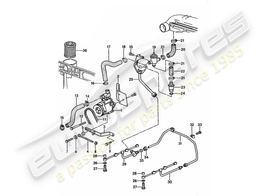 porsche 1994 (928) inyeccion de aire - para autos sin - catalizador esquema parte