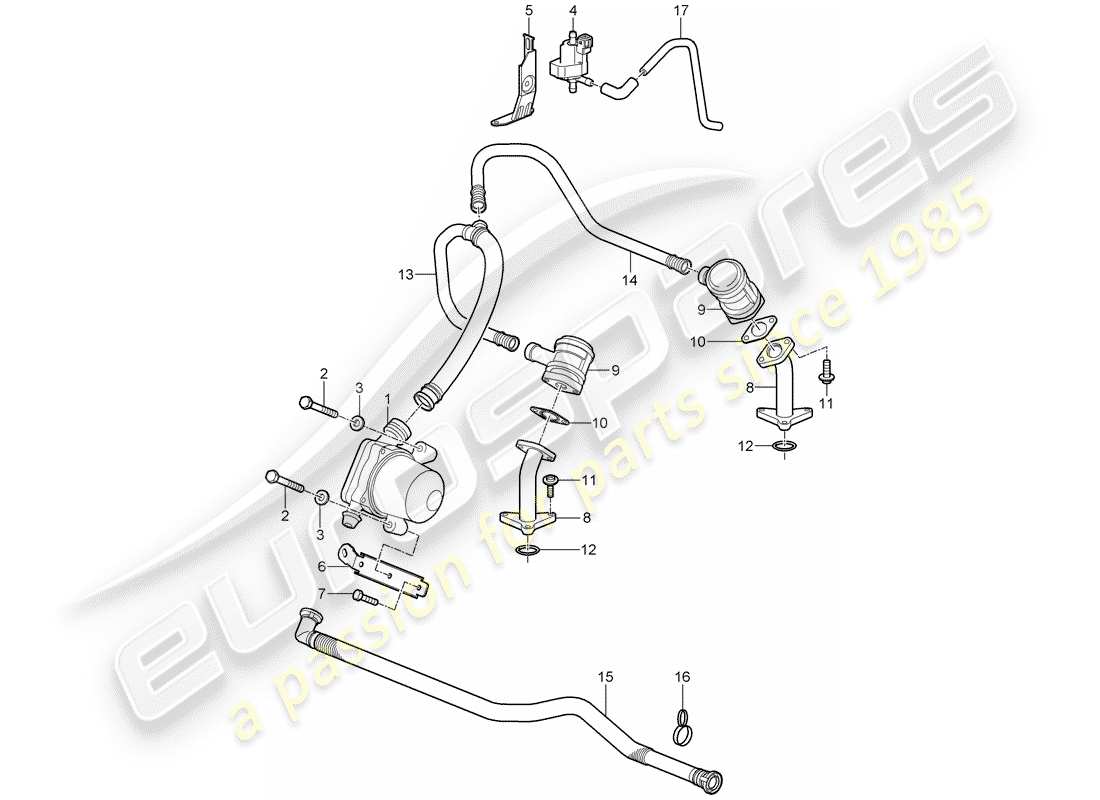 porsche 2009 997-2 turbo / gt2 inyección de aire diagrama de piezas