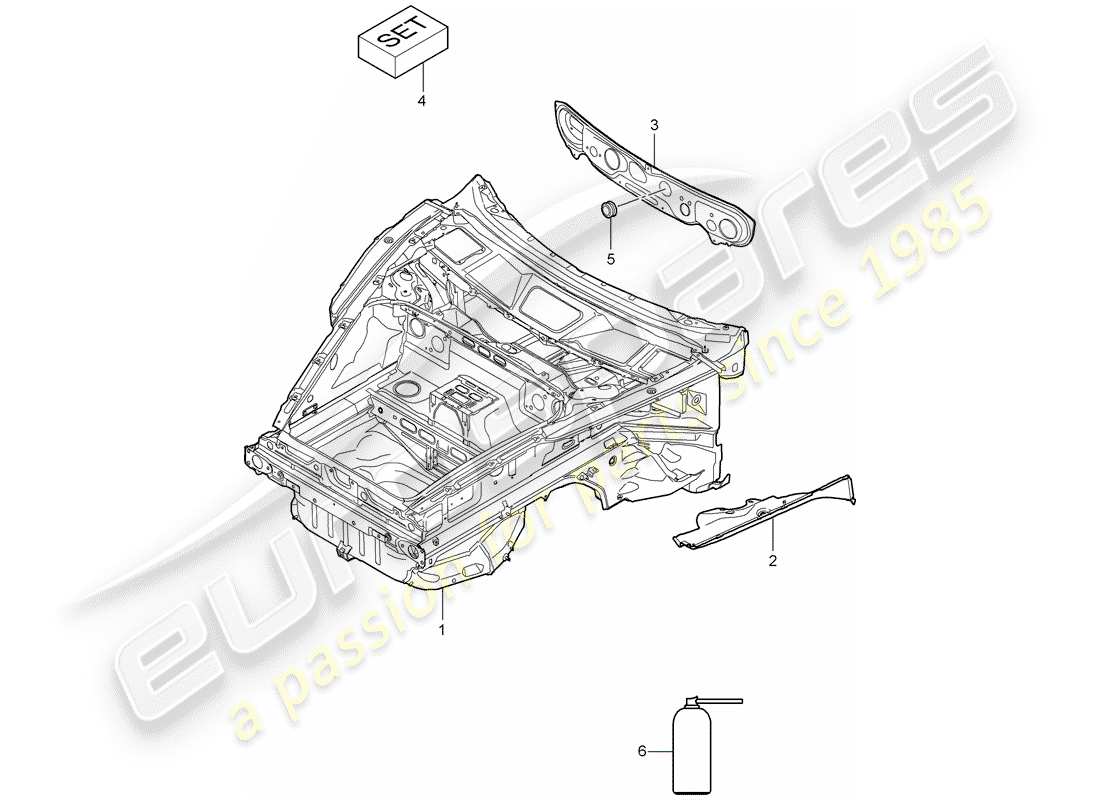 porsche 2009 997-2 turbo / gt2 diagrama de piezas del extremo delantero