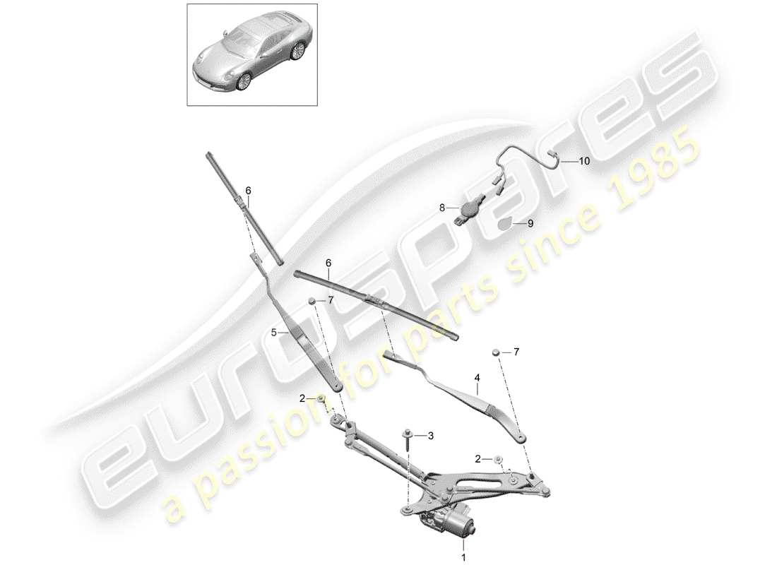 porsche 2017 (991-2) sistema limpiaparabrisas compl. diagrama de piezas