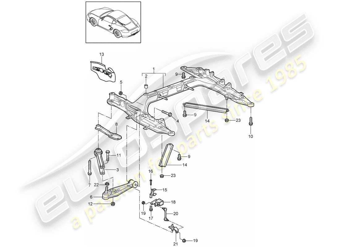 porsche 2012 (987 cayman) diagrama de piezas del travesaño