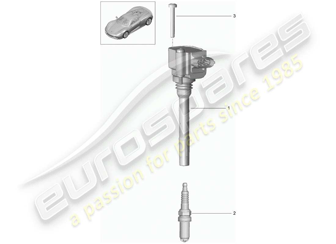 porsche 2015 (918 spyder) diagrama de piezas del sistema de encendido
