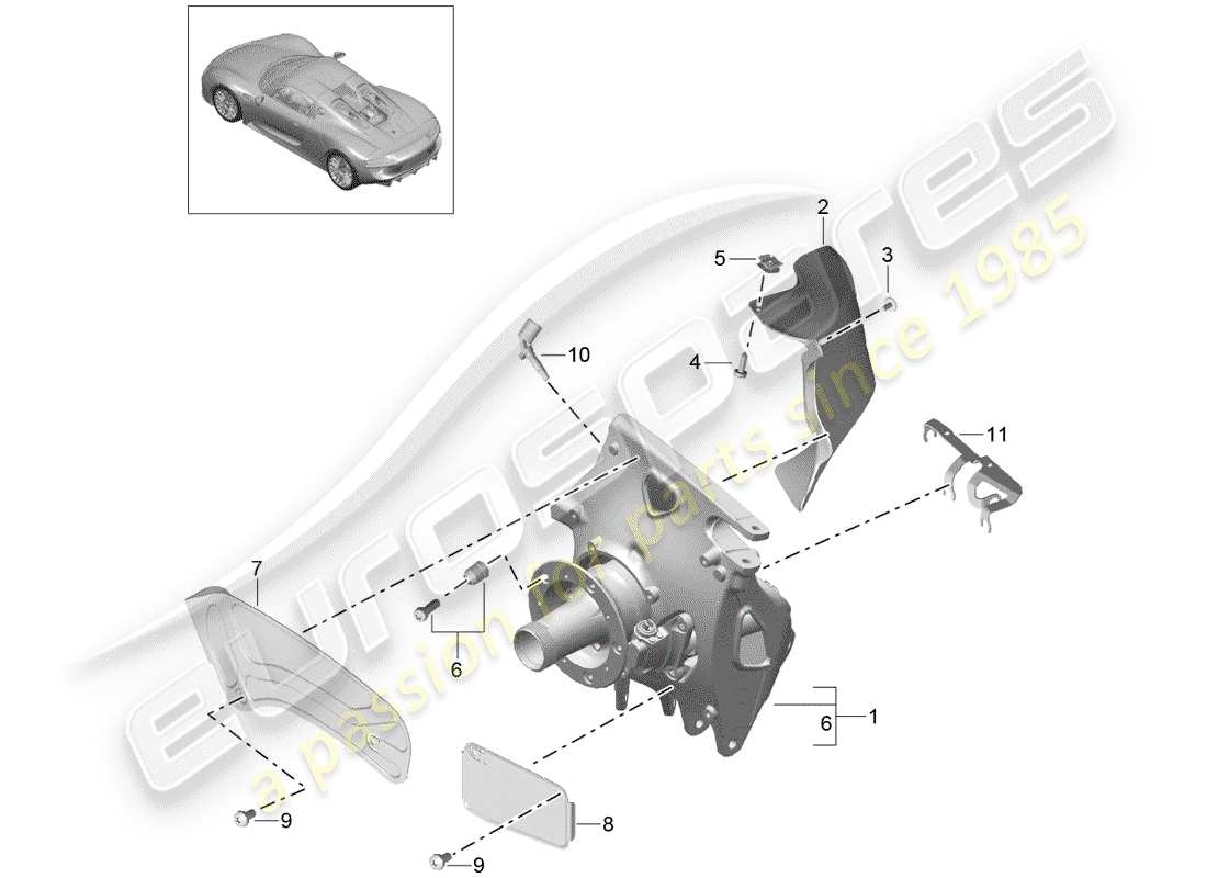 porsche 2015 (918 spyder) eje posterior diagrama de piezas