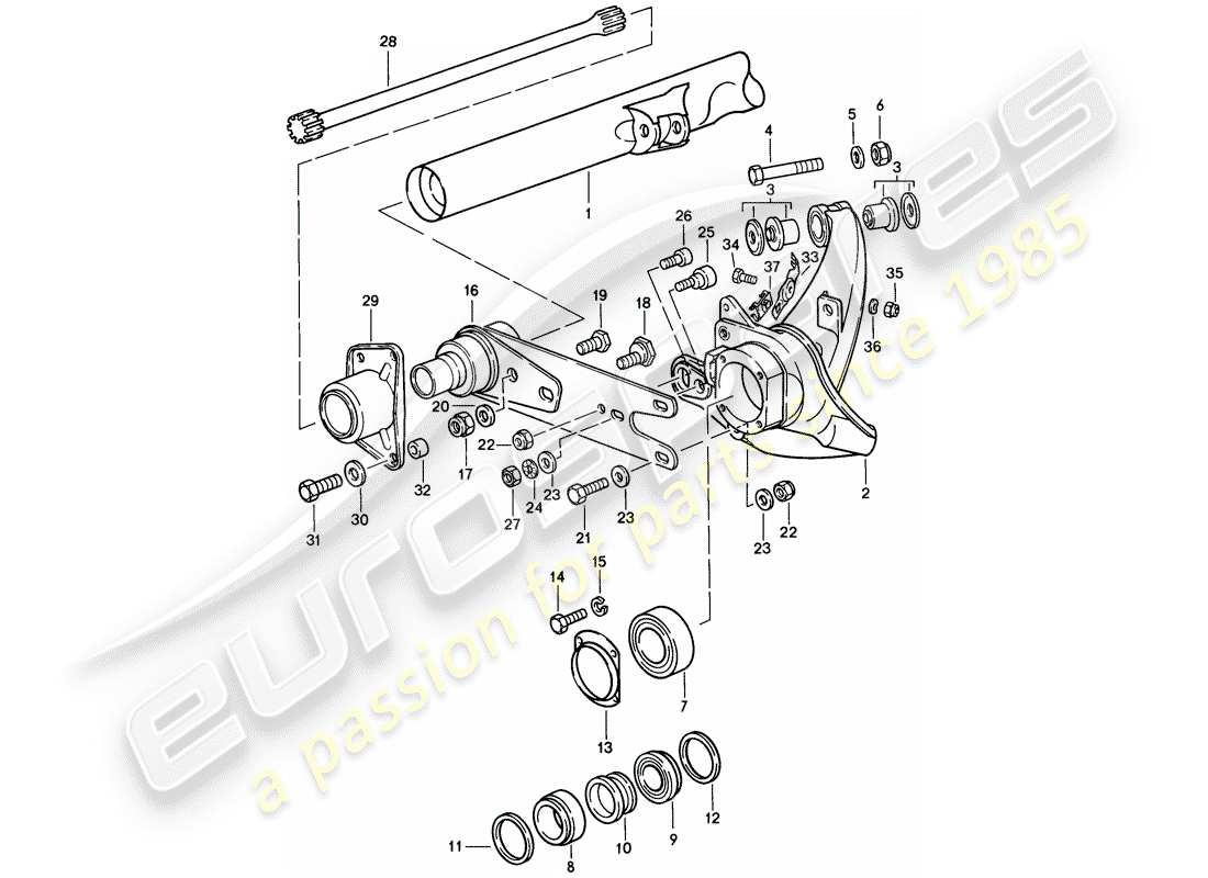 porsche 1984 (911) eje posterior diagrama de piezas