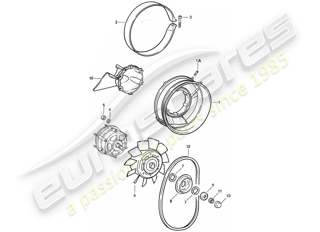 porsche 1984 (911) diagrama de piezas de enfriamiento por aire