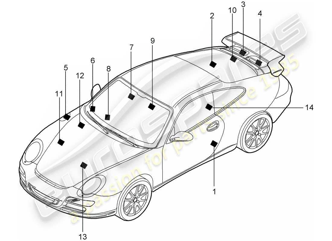 porsche 2009 (997-2 gt3) señales/avisos diagrama de piezas