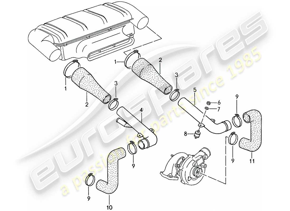 porsche 1987 (959) sistema de admisión 2 diagrama de piezas