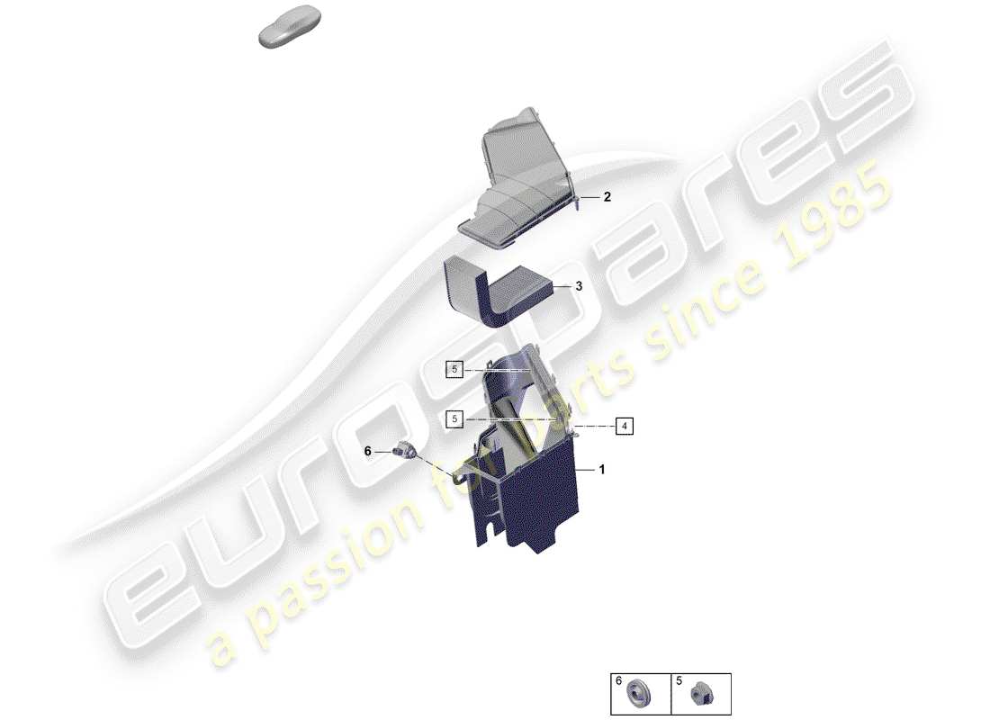 porsche 2019 (718 boxster spyder) entrada de aire fresco diagrama de piezas