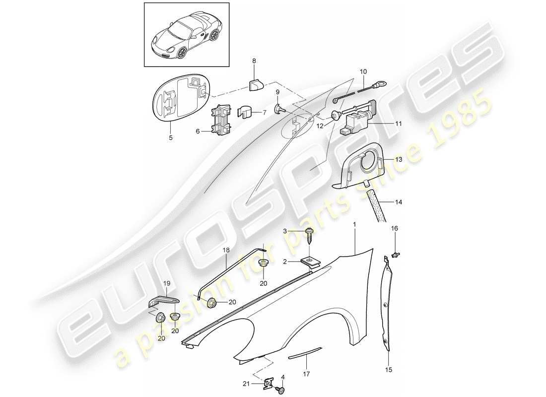 porsche 2010 (987 boxster) defensa diagrama de piezas
