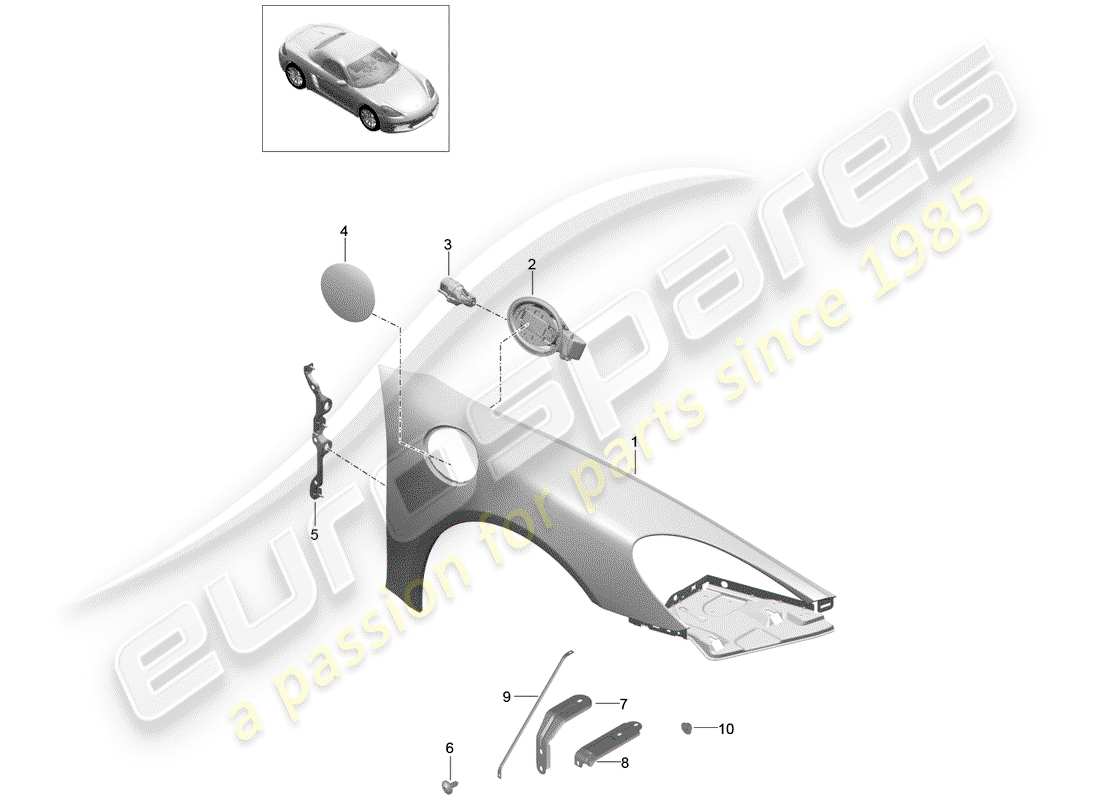 porsche 2020 (718 boxster) defensa diagrama de piezas