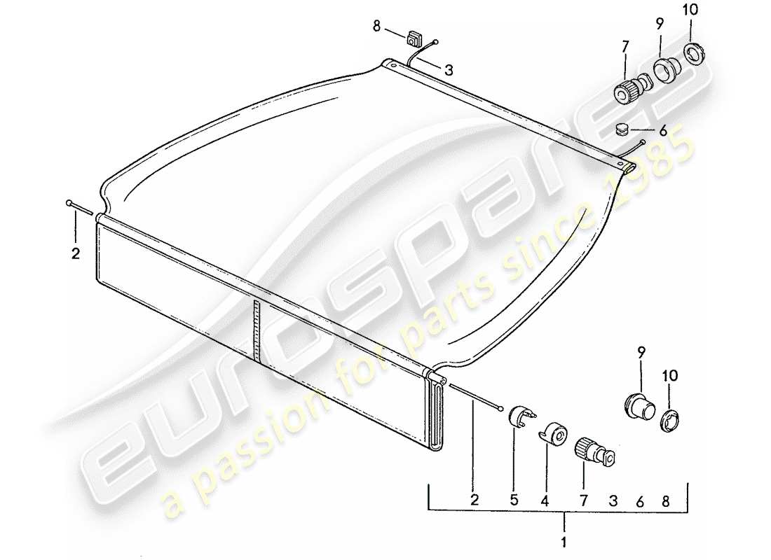 porsche 1988 (928) cubierta del maletero diagrama de piezas