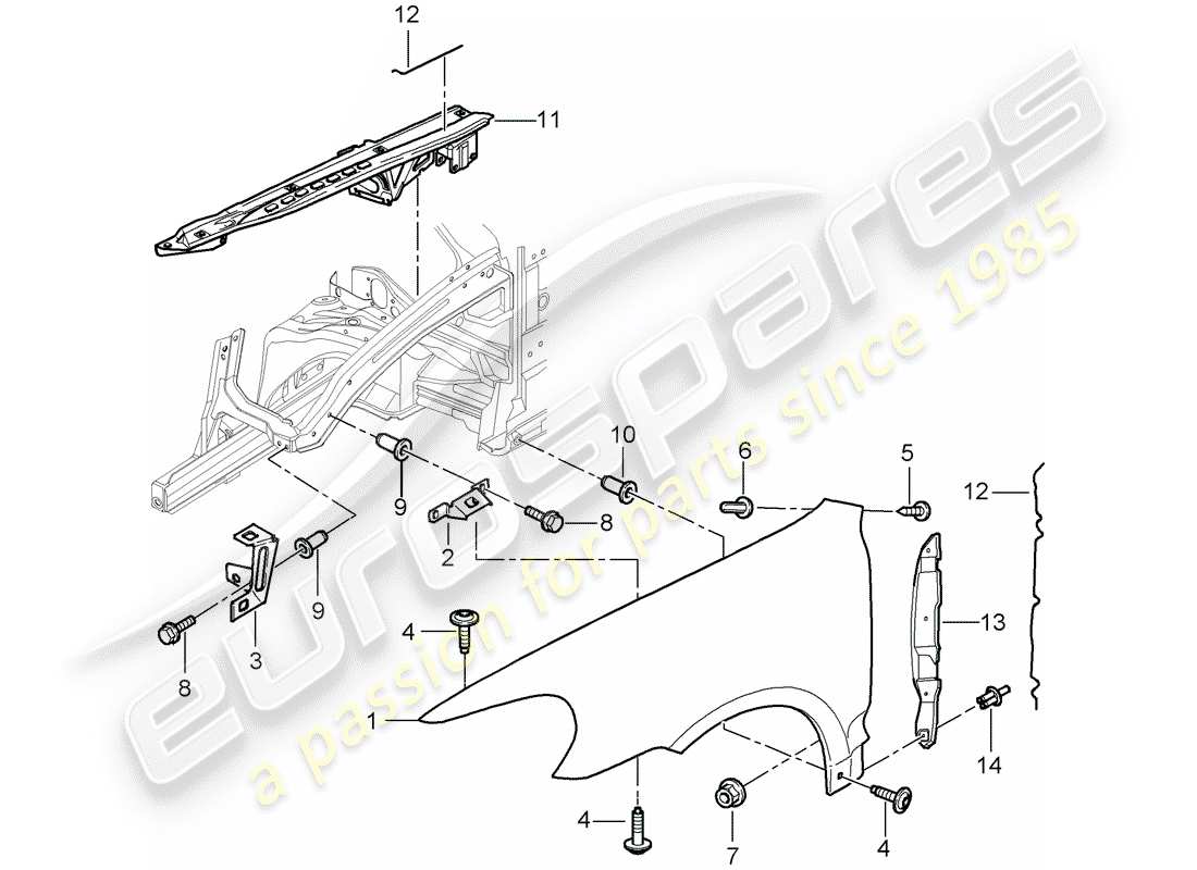 porsche 2010 (cayenne e1 9pa) defensa diagrama de piezas