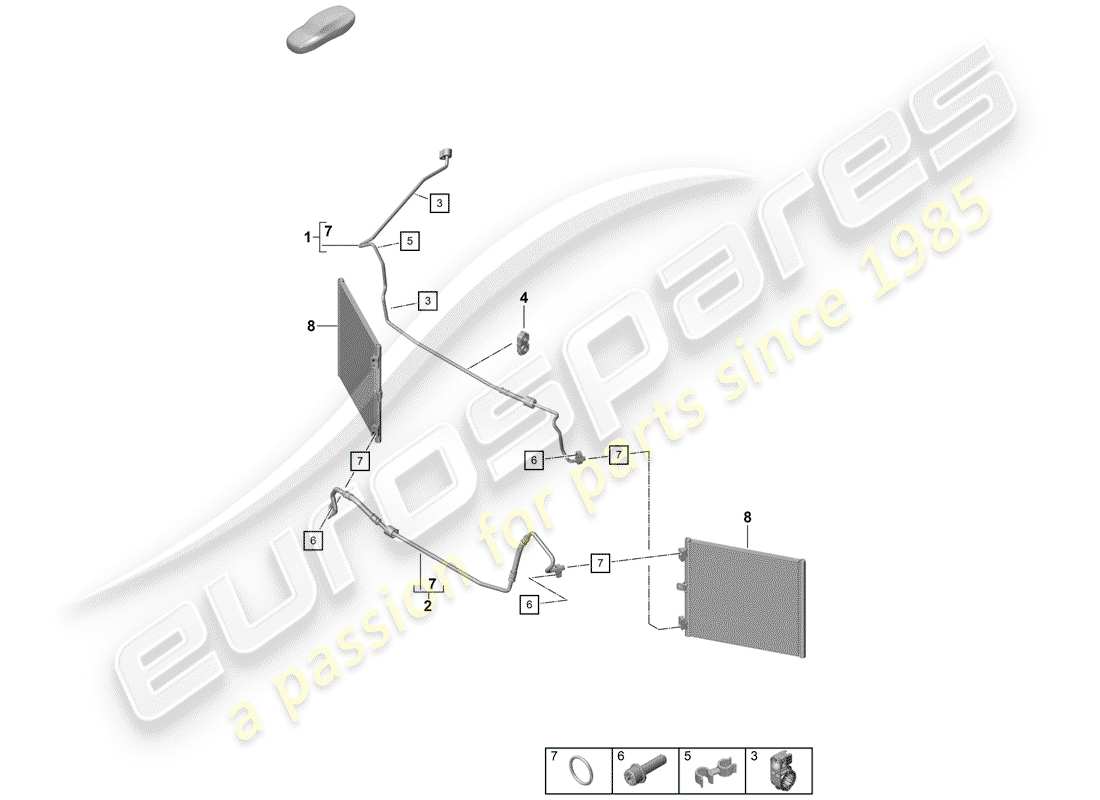 porsche 2019 (718 boxster spyder) aire acondicionado diagrama de piezas