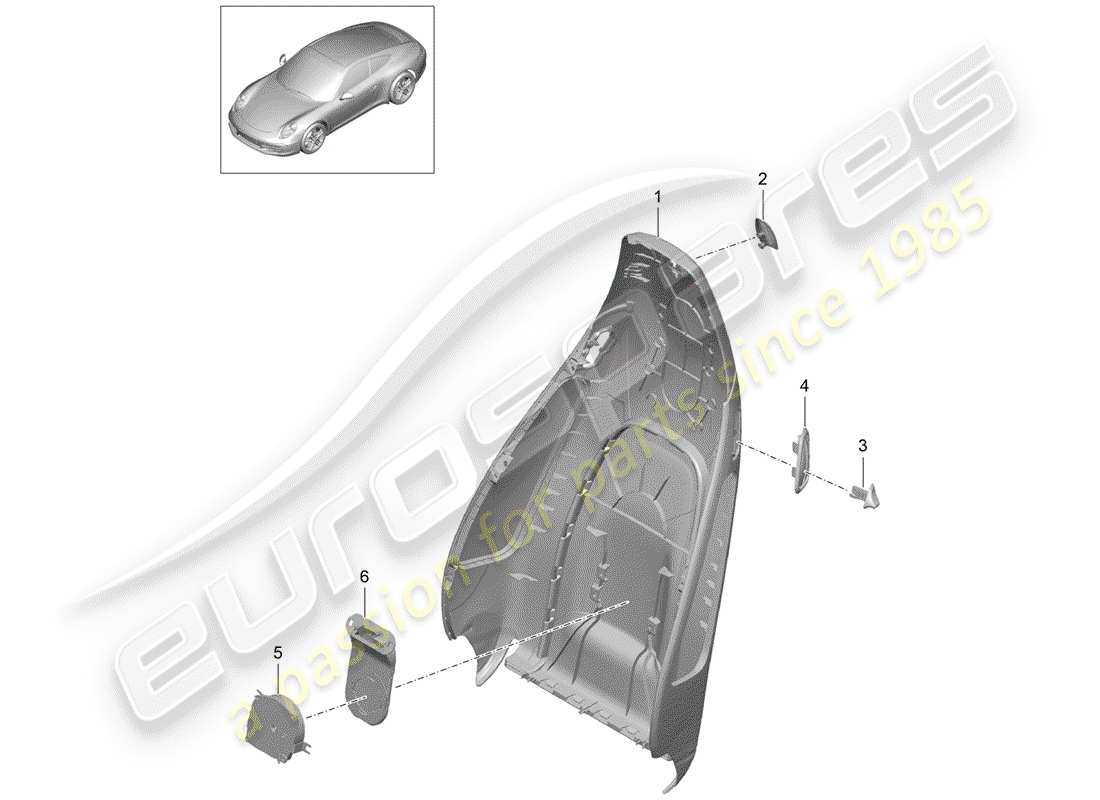 porsche 2014 (991-1) diagrama de piezas de la carcasa del respaldo