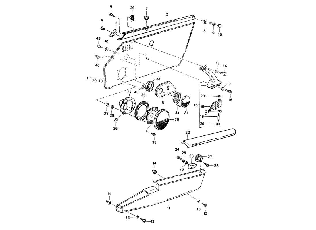 porsche 1994 (964) equipamiento interior - puertas diagrama de piezas