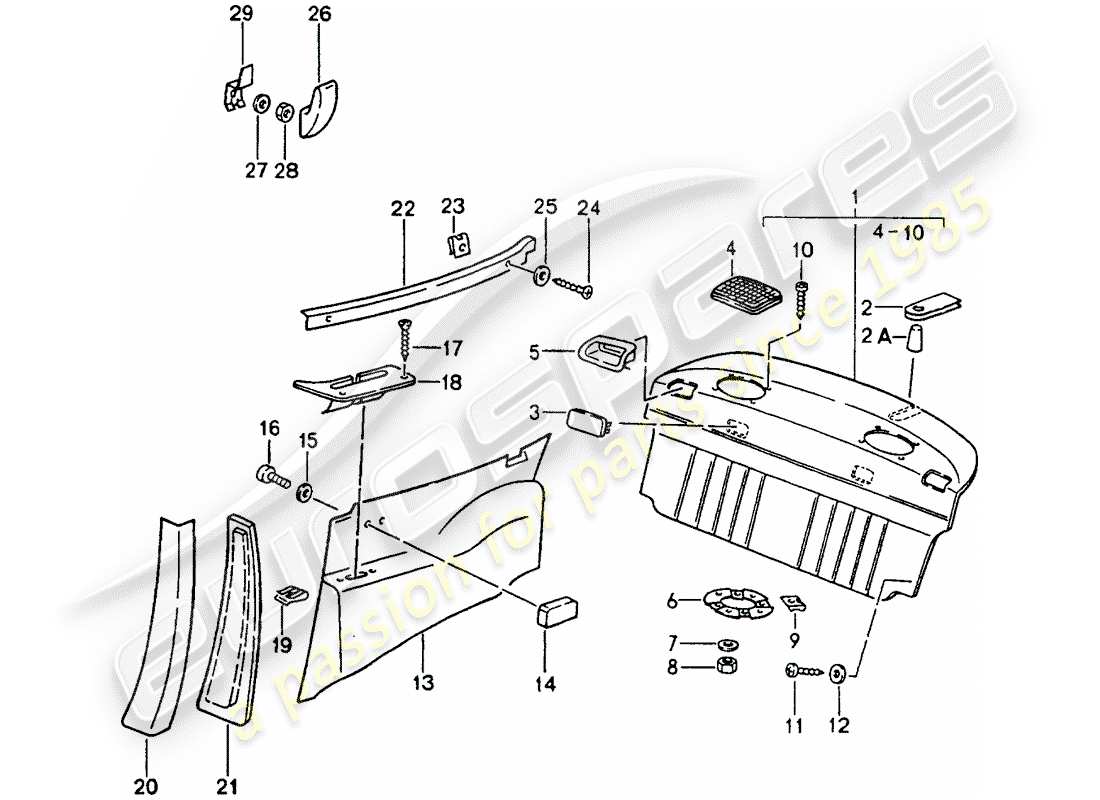 porsche 1990 (964) equipamiento interior diagrama de piezas