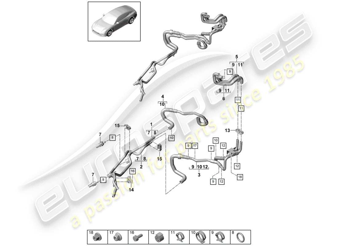 porsche 2018 (panamera 971-1) diagrama de piezas de la batería