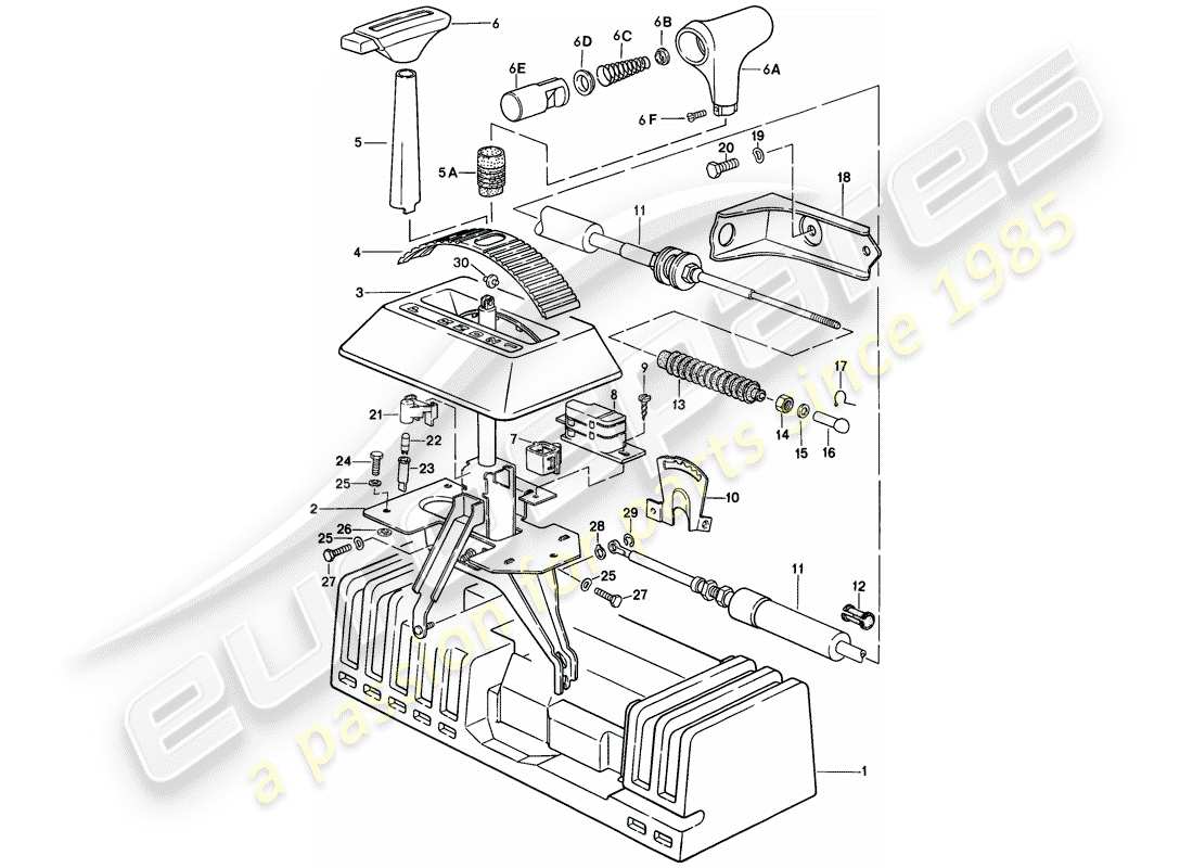 porsche 1983 (944) mecanismo de cambio - transmisión automática diagrama de piezas