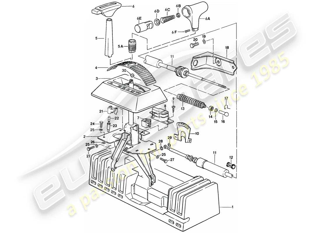 porsche 944 (1983) mecanismo de cambio - transmisión automática diagrama de piezas