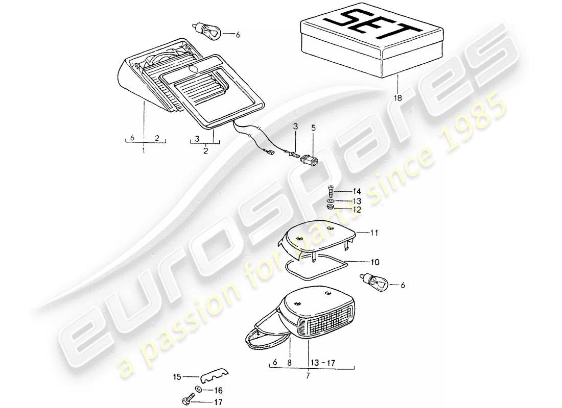 porsche 1994 (964) diagrama de piezas de luz de freno adicional