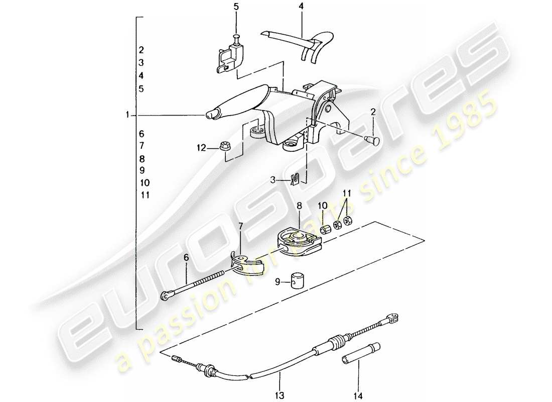 porsche 2001 (996 gt3) palanca de freno de mano diagrama de piezas