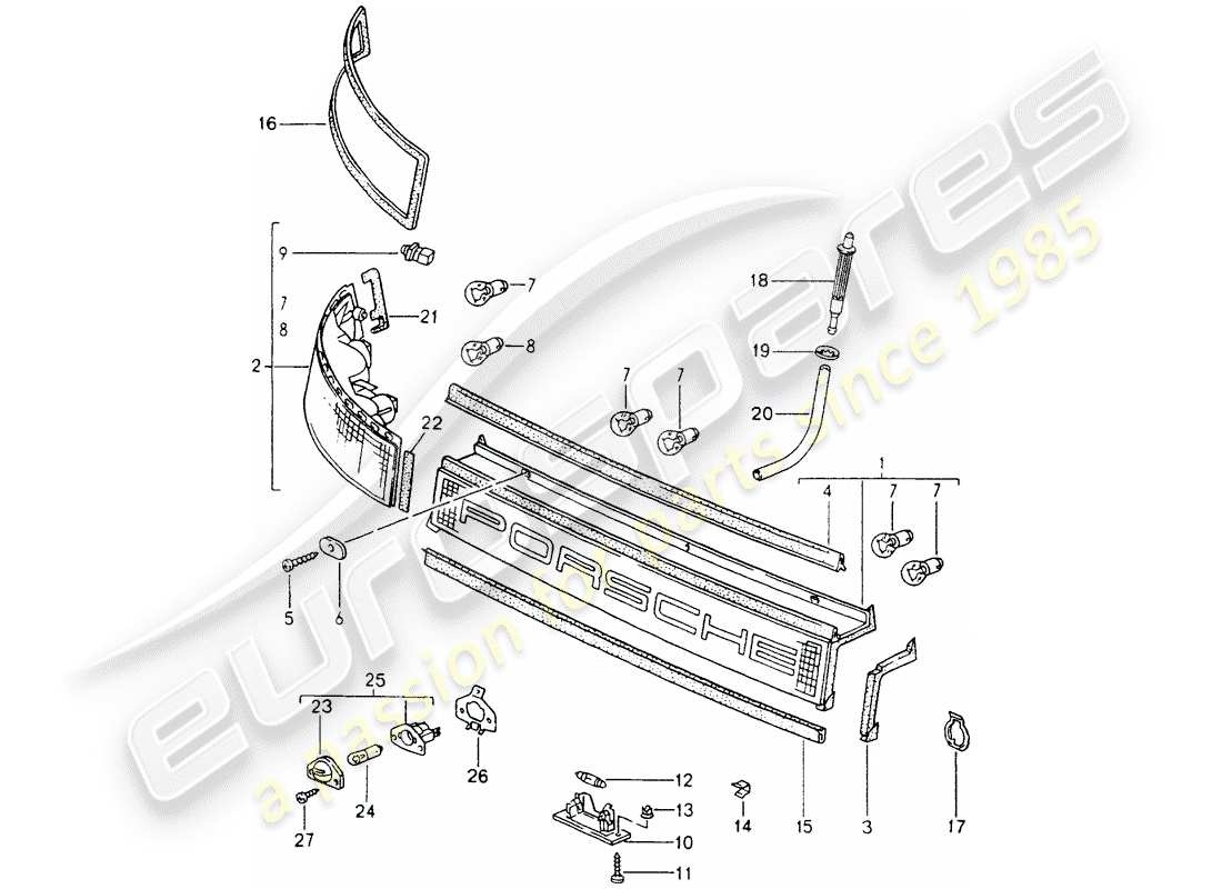 porsche 1990 (964) cobertura - luces combinadas diagrama de piezas