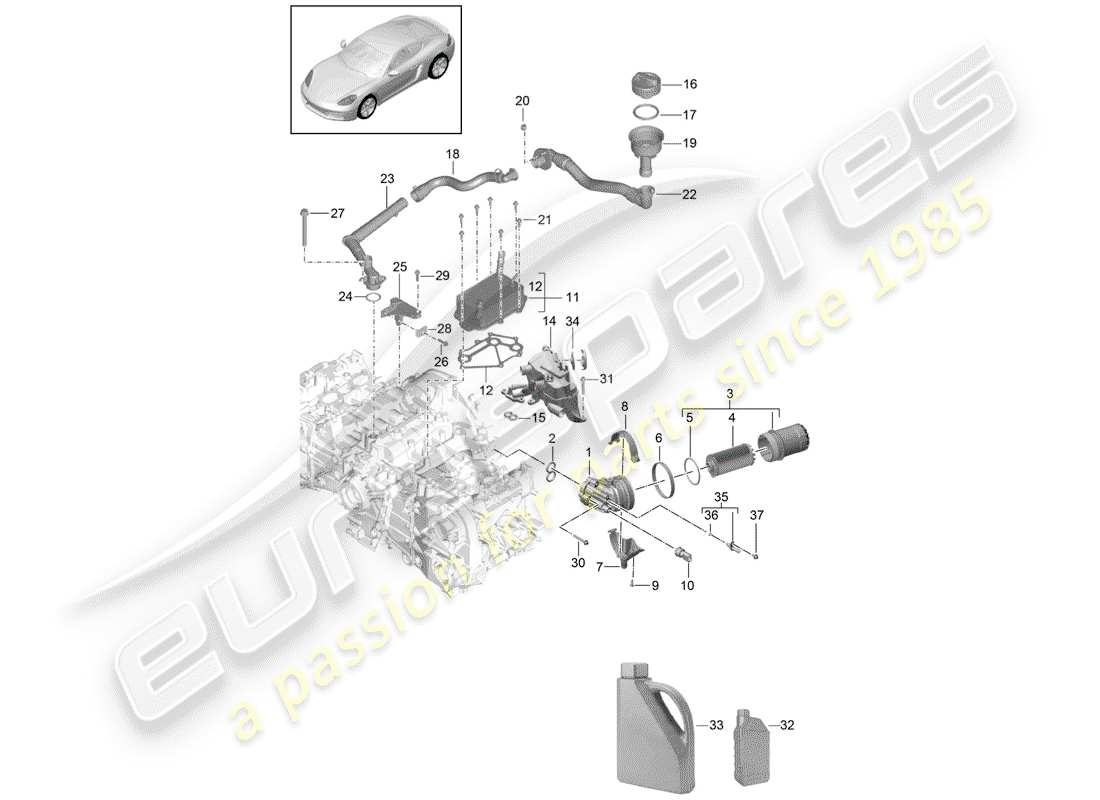 porsche 718 cayman (2017) motor (presión de aceite./lubrica.) diagrama de piezas