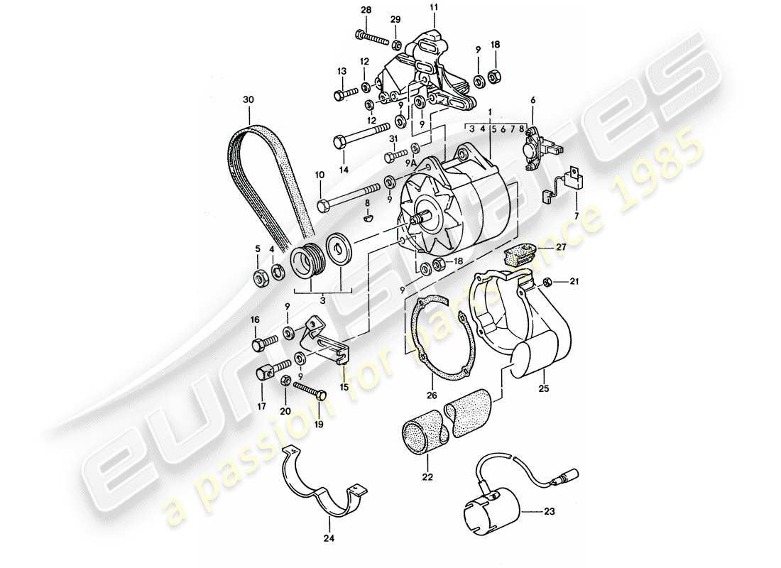 porsche 1994 (928) alternador diagrama de piezas