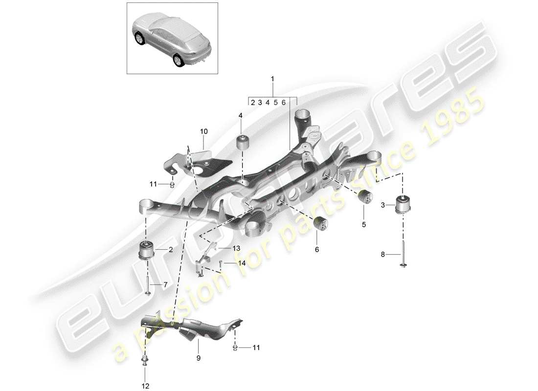 porsche macan (2016) diagrama de piezas del eje trasero