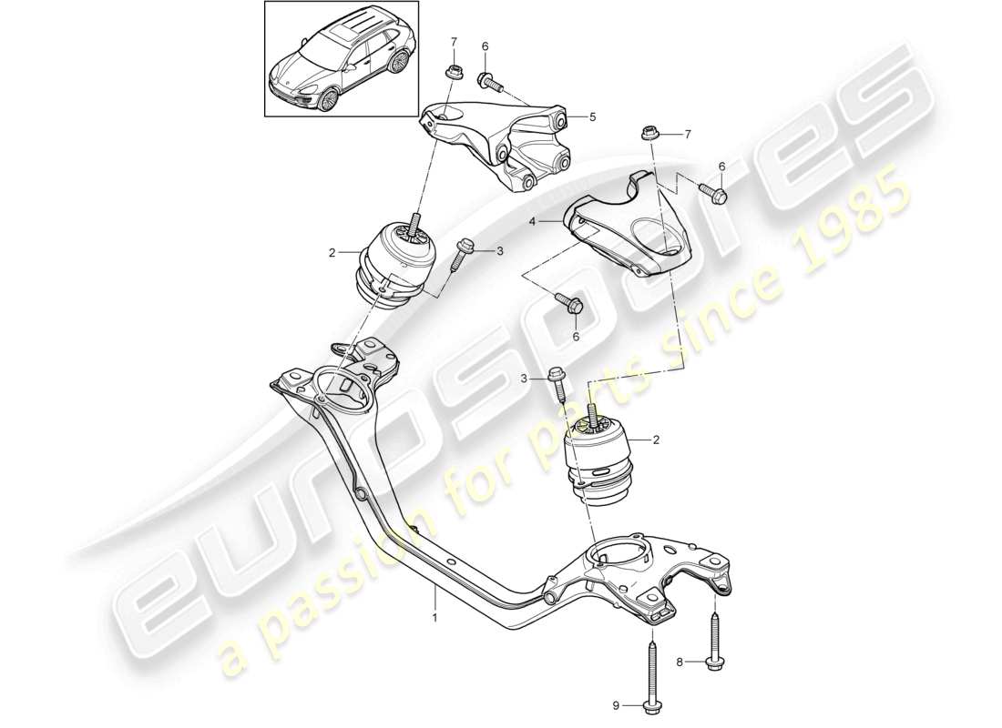porsche 2017 (cayenne e2 92a) aparejo de elevación del motor inferior diagrama de piezas