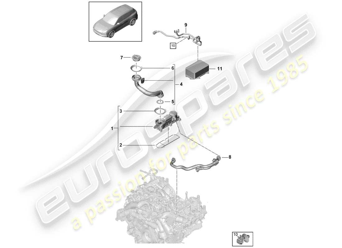 porsche 2019 (cayenne e3 9ya/9yb) ventilation for cylinder block diagrama de piezas