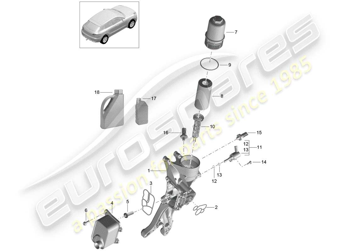 porsche 2018 (macan) oil-conducting housing diagrama de piezas