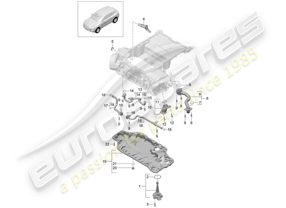 porsche 2017 (macan) diagrama de piezas del colector de admisión