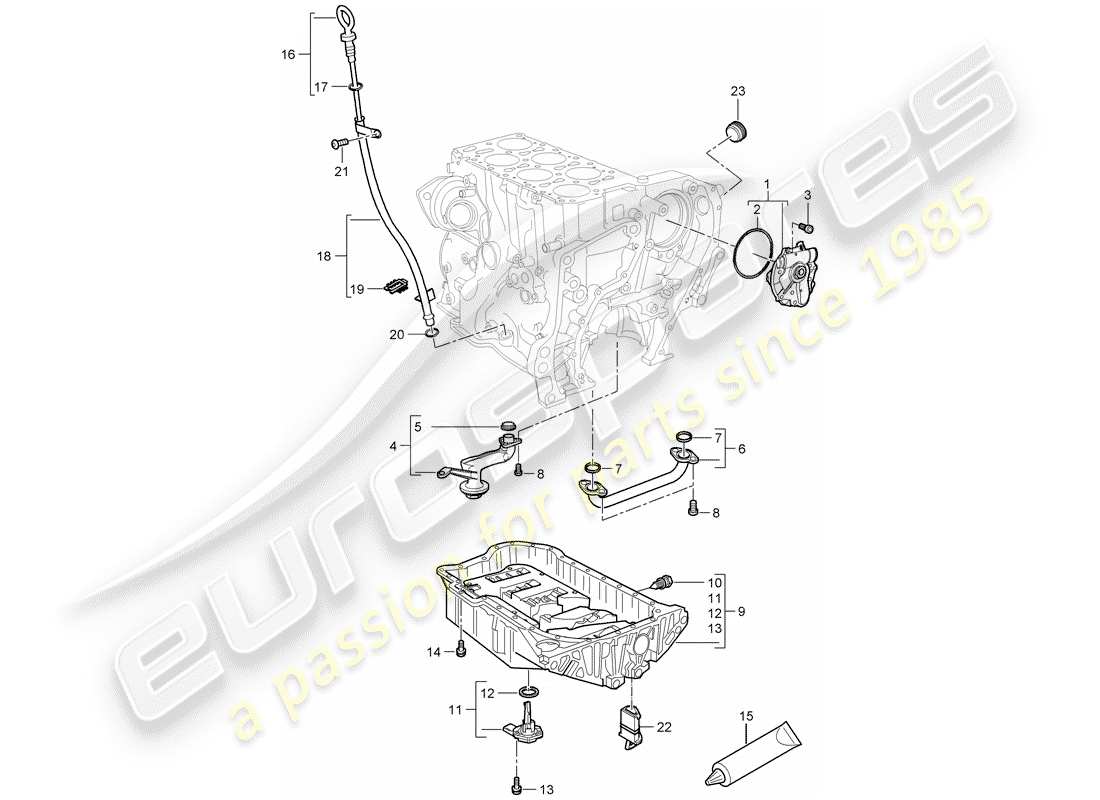 porsche 2010 (cayenne e1 9pa) bomba de aceite diagrama de piezas