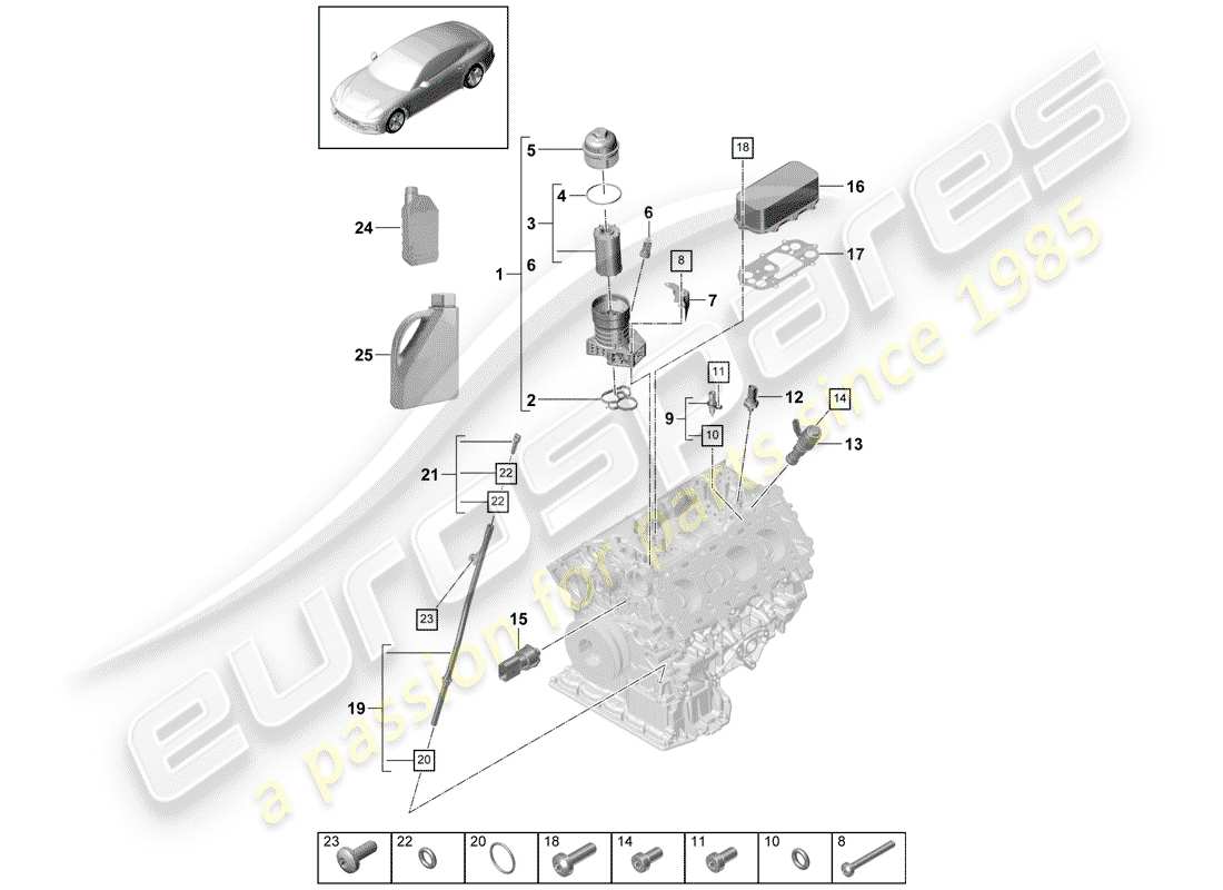 porsche 2017 (panamera 971-1) diagrama de piezas del filtro de aceite