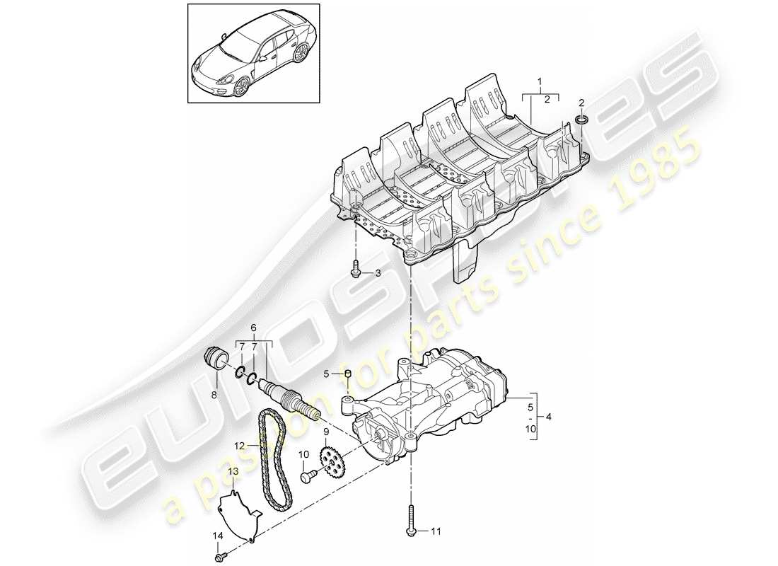porsche 2016 (panamera 970) placa deflectora de aceite diagrama de piezas