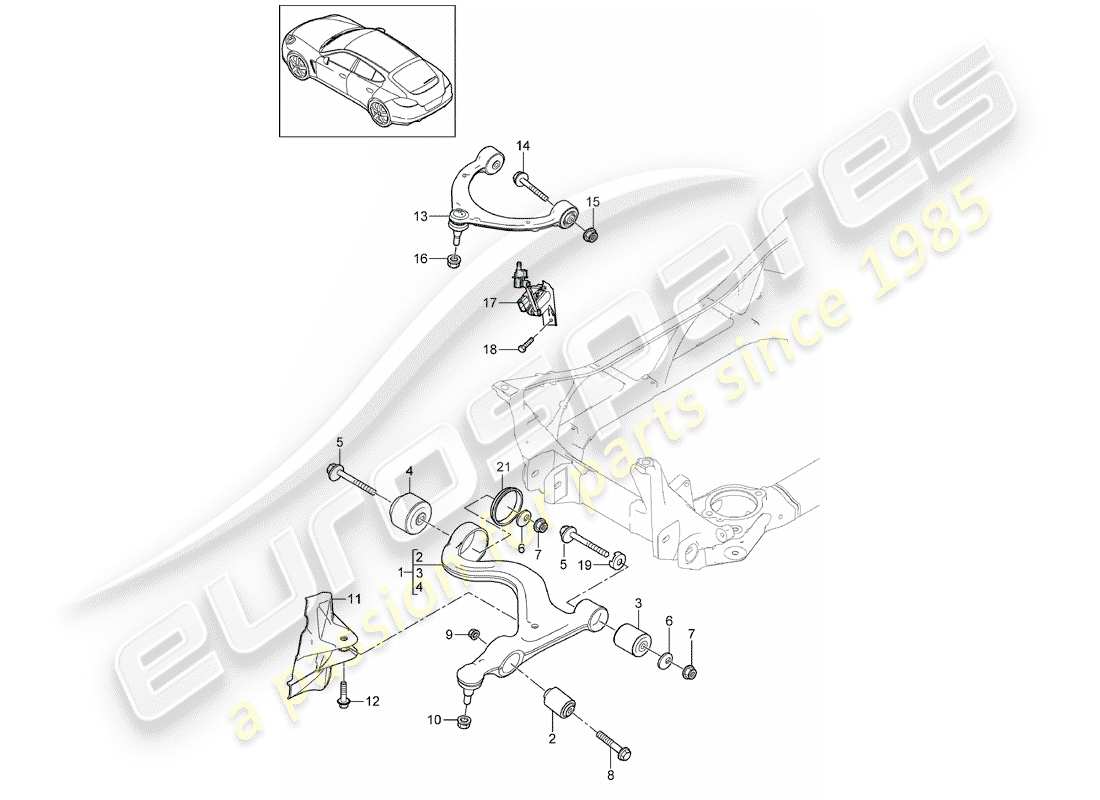 porsche 2011 (panamera 970) diagrama de piezas del brazo control de pista